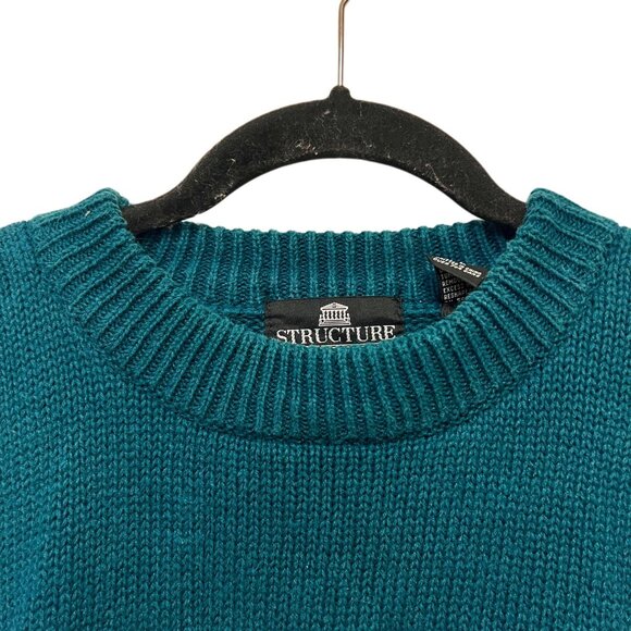 Structure Vintage Knitted Grandpa Sweater Embroidered Mock Neck Pullover Unisex - Picture 10 of 12